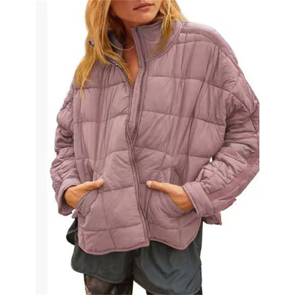 Breezora Womens Lightweight Packable Puffer Jacket with Zip Warm Winter Short Coat S Size Pink