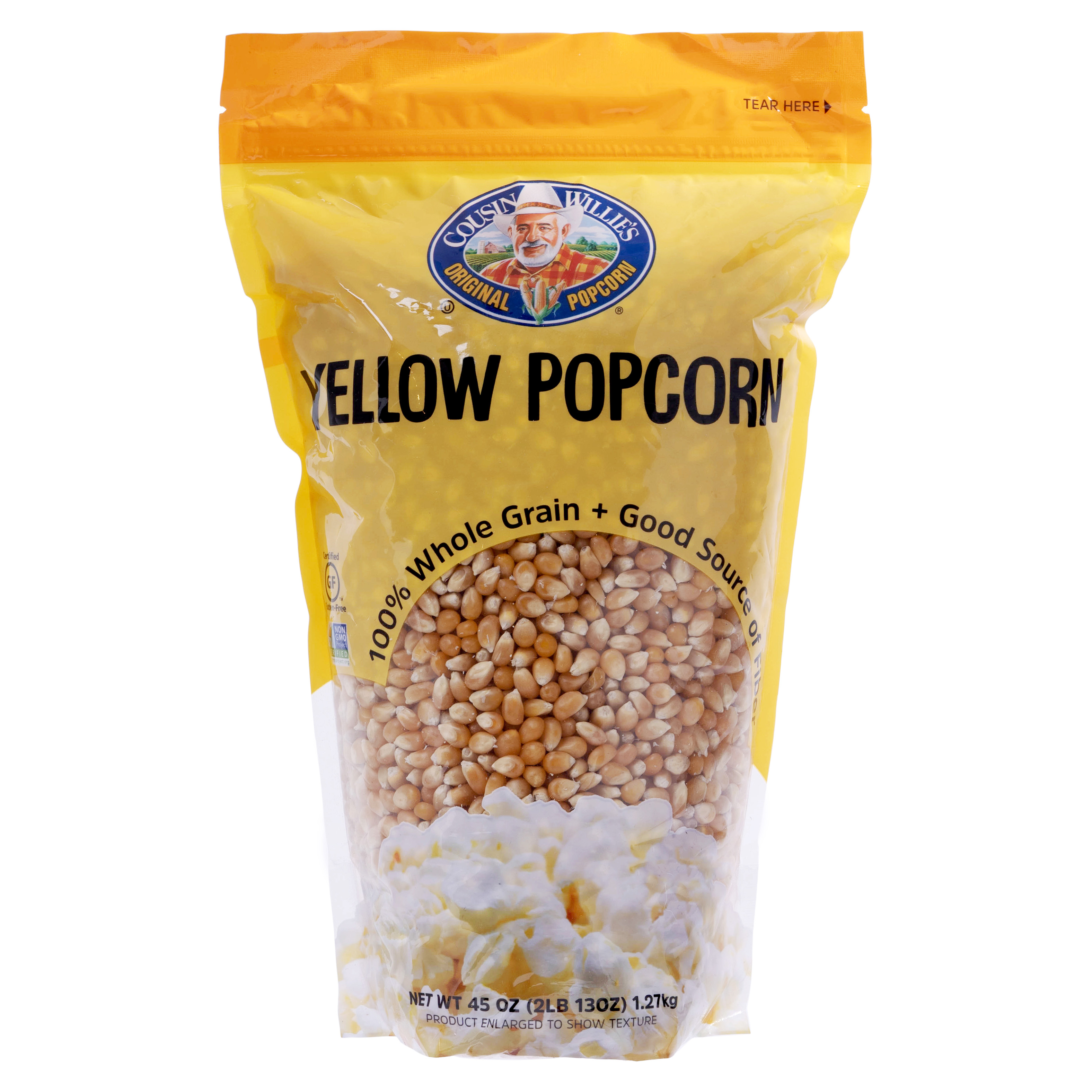 Cousin Willies Yellow Popcorn Kernels, Unpopped Organic Popcorn Kernels