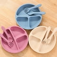 thumbnail image 2 of Portable Silicone Baby Dining Set with Spoon and Fork - Light Blue Toddler Plate for Easy Mealtime, 2 of 6