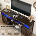 thumbnail image 2 of ANPOO Farmhouse TV Stand for 80 inch TVs, Rustic Entertainment Center TV Cabinet Stands with Power Outlets and LED lights, 2 of 8