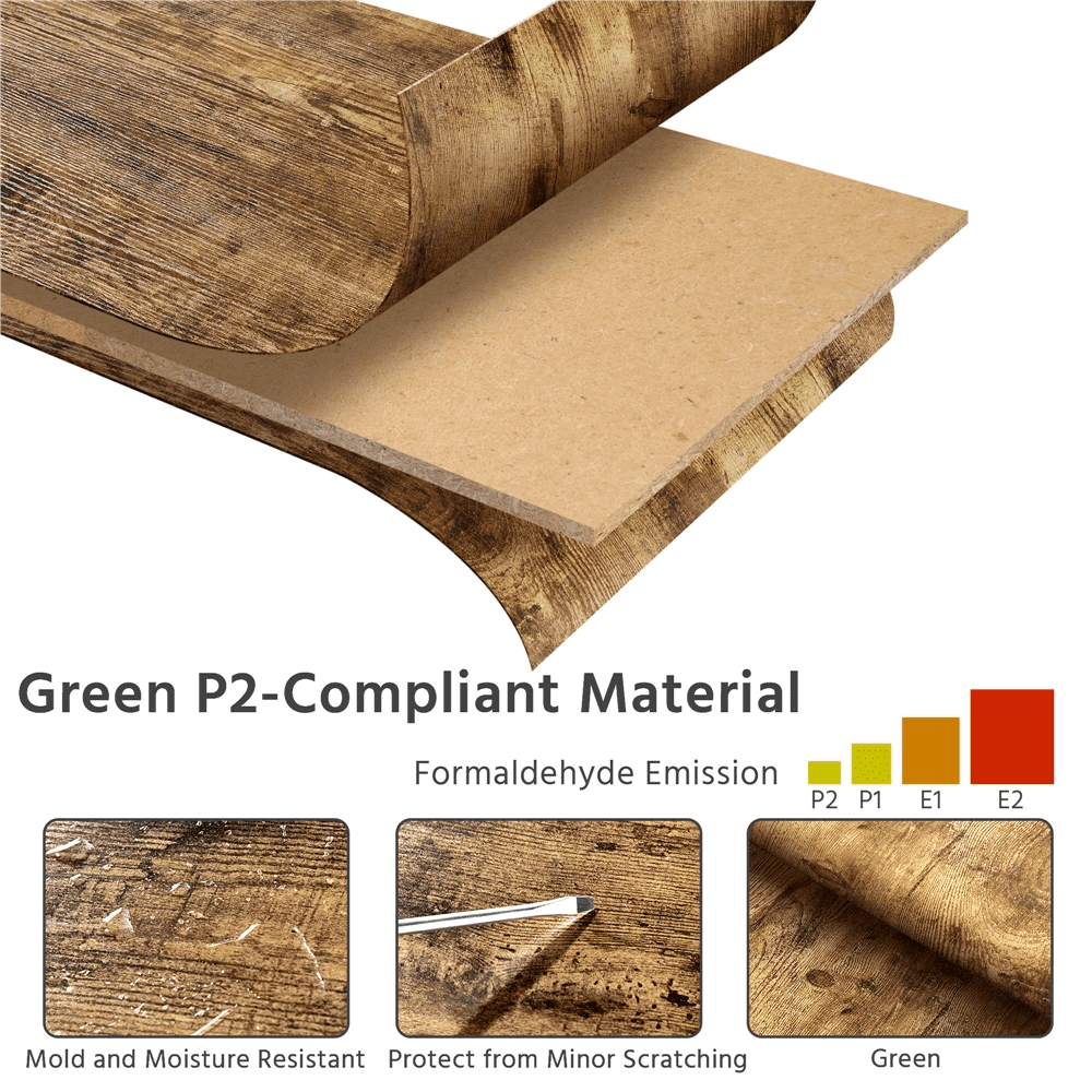 Fullfurnique Rolling 3-Tier Computer Desk with Detachable Top Shelf, Rustic Brown