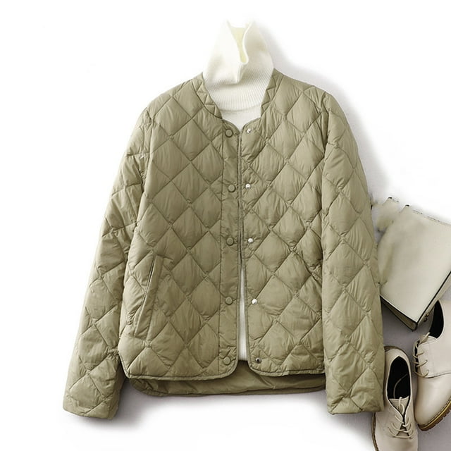 Chaquetas y abrigos casuales sin capucha de manga larga para mujer, chaqueta ligera de plumón, chaleco de invierno corto y ajustado de talla grande para mujer, abrigo con cremallera interna para mujer