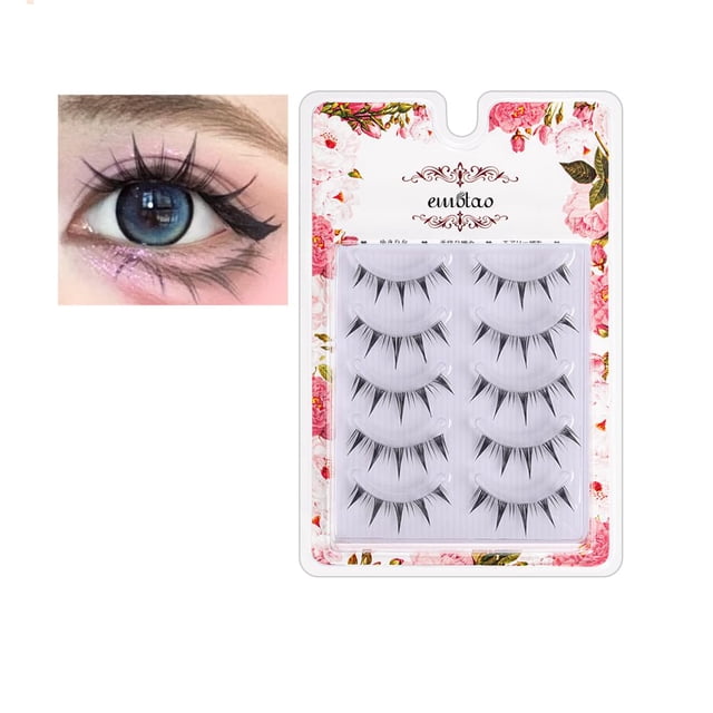 Pestañas postizas estilo manga Emotao, 5 pares, look natural