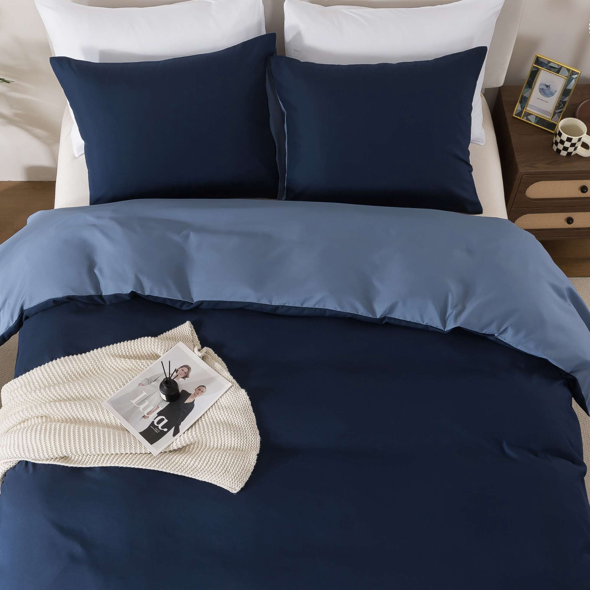 Mainstays King Duvet Cover Set, 3-Piece, All-Season, Navy
