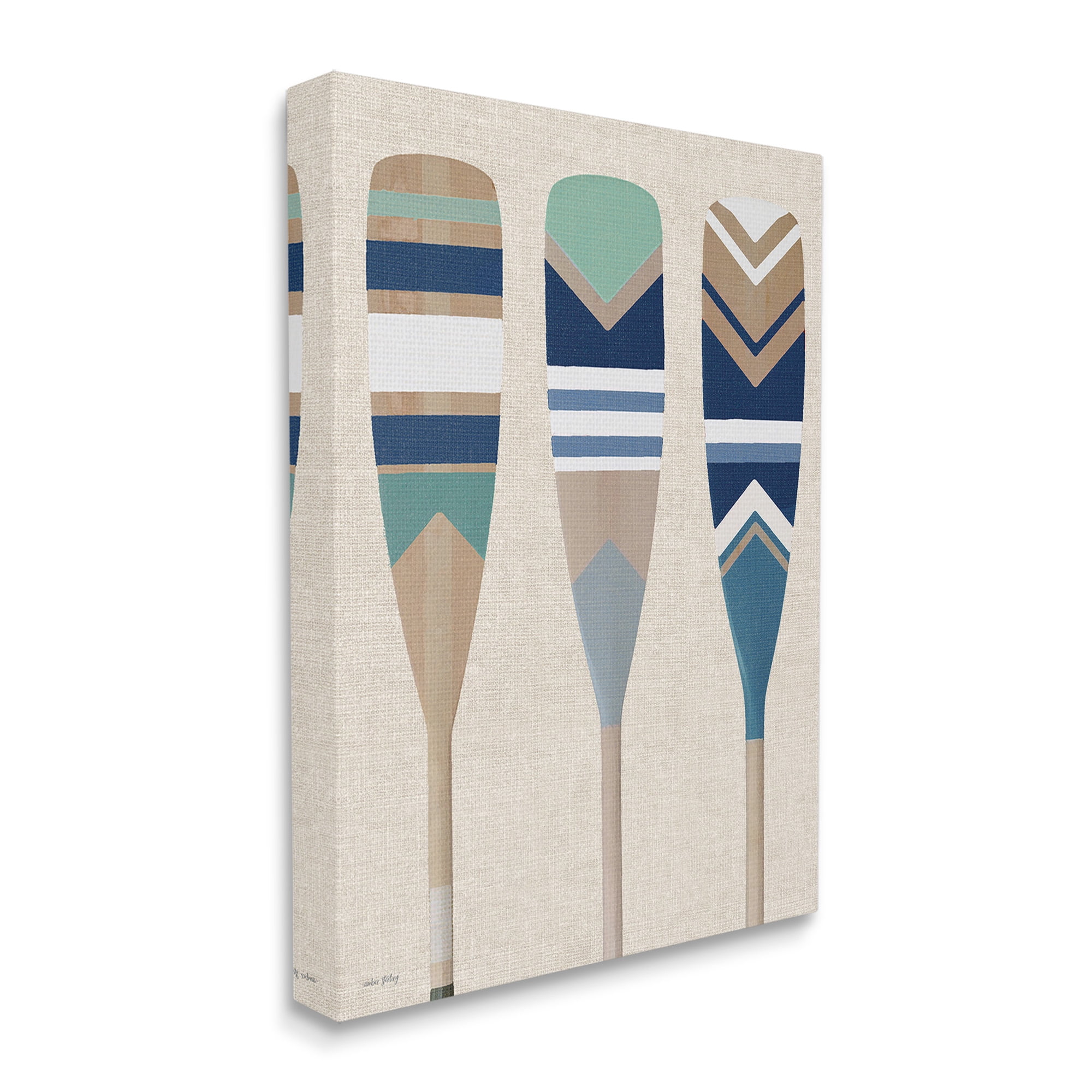 Stupell Industries Boat Oar Trio Nature Painting Gallery Wrapped Canvas Art Print Wall Art, 36 x 48