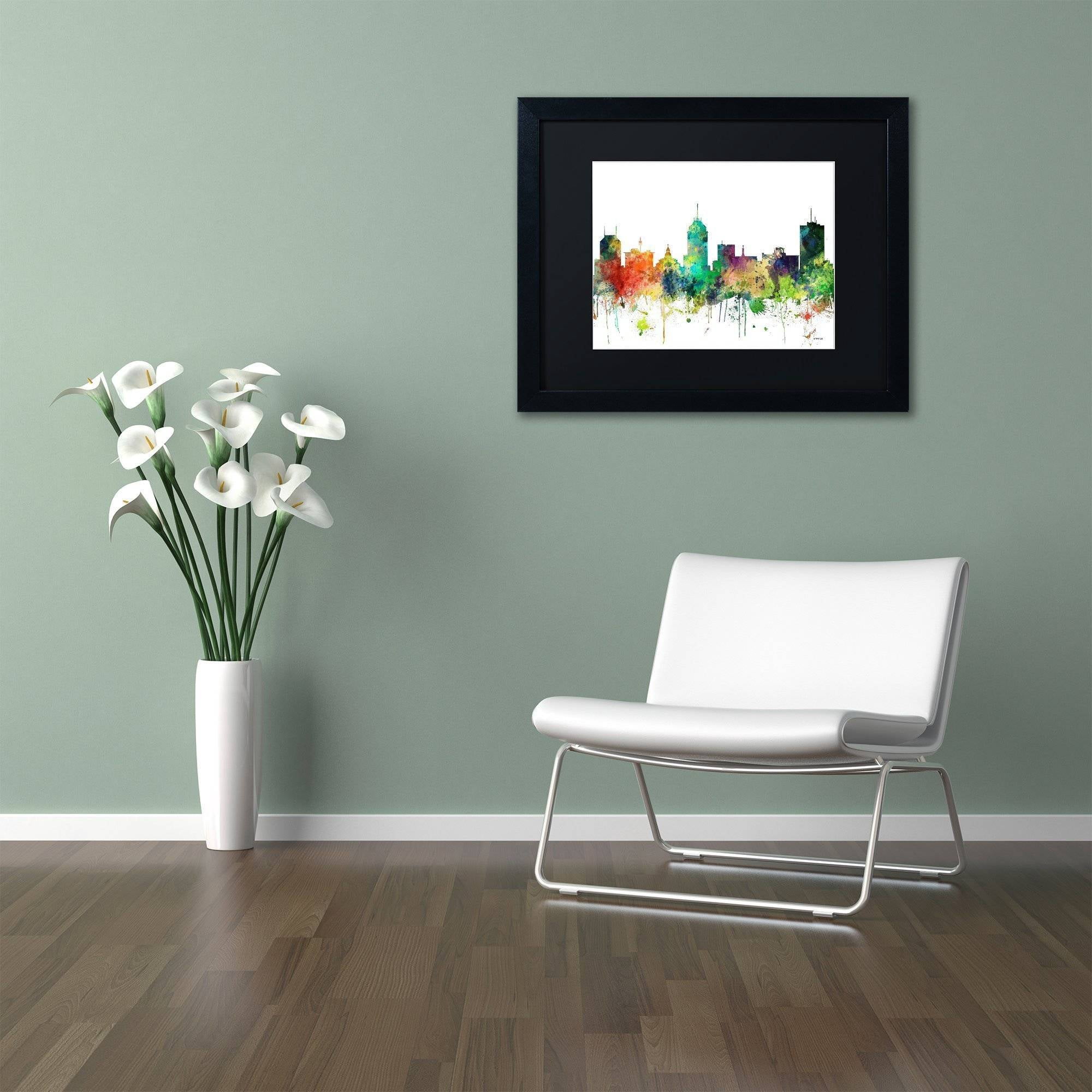 Trademark Fine Art "Fresno California Skyline SP" Canvas Art by Marlene Watson, Black Matte, Black Frame