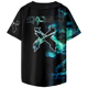 thumbnail image 3 of Camiseta de béisbol personalizada Excision Jersey azul/verde Galaxy, camiseta de béisbol Harajuku con botones finos, camiseta de béisbol para EDM, 3 of 4
