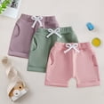 thumbnail image 2 of 3PC Toddler Baby Girl Summer Shorts Active Jogger Pants Elastic Waist Solid Waffle Athletic Sweatpant Harem Bottoms Summer Shorts for Girls, 2 of 7