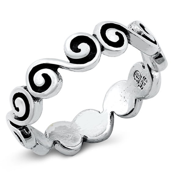 Boho Spiral Infinity Halo Ring .925 Sterling Silver Band Jewelry Female Male Unisex Size 7