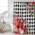 thumbnail image 6 of Love Heart Valentines Day Shower Curtain Set - Standard 72" x 72" Washable Bathtub Curtain with 12 Hooks, Botanical Eucalyptus Red Black Plaid Waterproof Fabric Shower Curtains for Bathroom/Bathtub, 6 of 6