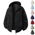 thumbnail image 3 of Mens Windbreaker Rain Jacket Cloth Pouches Drawstring All Weather Coats for Men Fashion Windbreaker Mens Coat Fashion Winter Working Clothes for Men Long Western Coats for Men Flannel Wool Coat Men, 3 of 3
