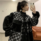thumbnail image 1 of -chaqueta vaquera de gran tamaño para mujer, ropa de calle de moda coreana, Chaquetas vaqueras a cuadros Vintage negras, abrigo suelto gótico elegante, 1 of 5