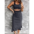 thumbnail image 3 of Asyoly Womens Dresses Summer Cut Out Cross Hollow Out Bodycon Dresses Casual Sleeveless Scoop Neck Side Slit Midi Dress, 3 of 6