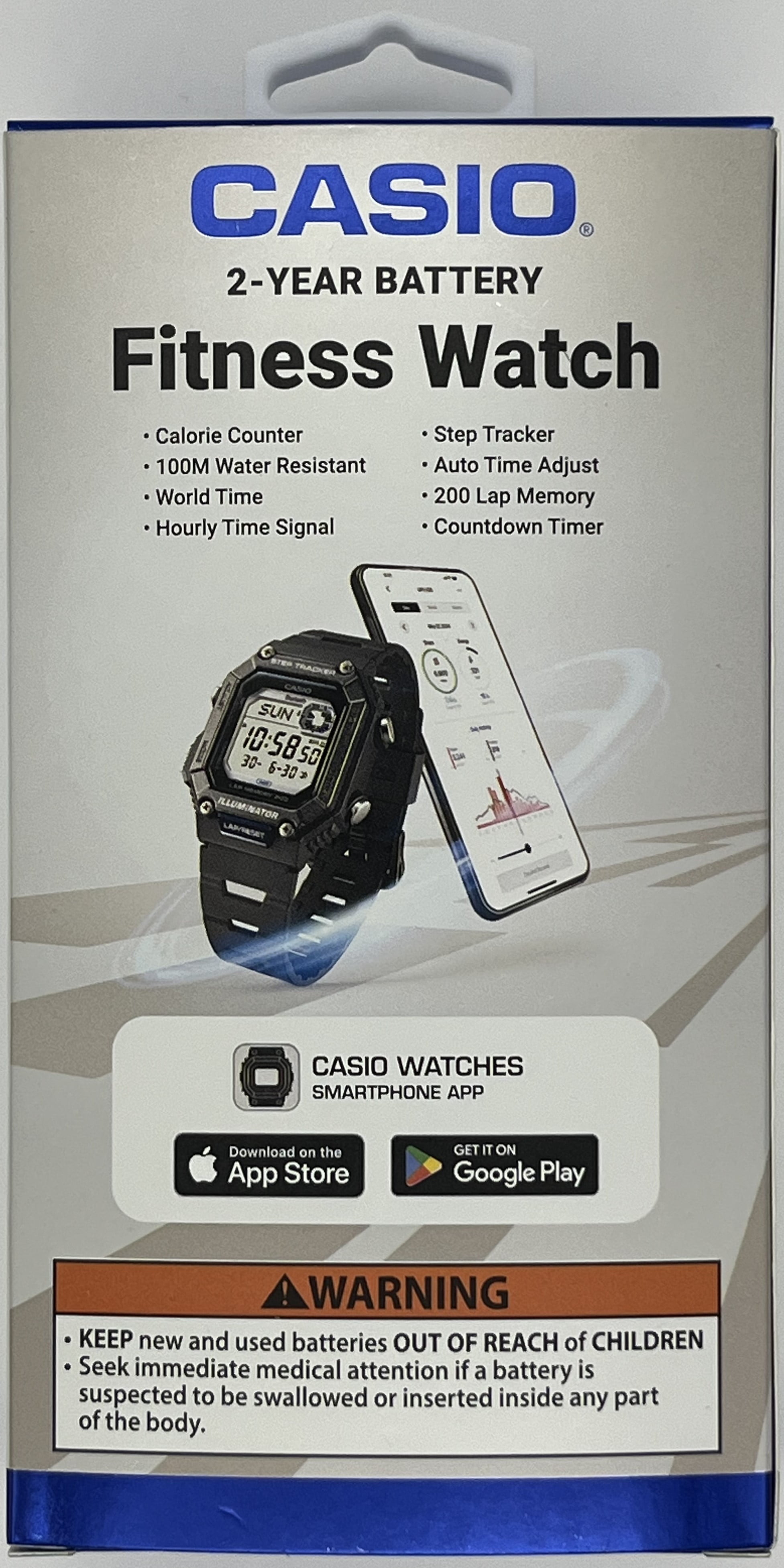 Casio Men's Step Tracker Watch WSB1000-1AV – Bluetooth, 200-Lap Memory, Calorie Counter, 100M Water Resistant, Black Resin