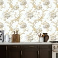 thumbnail image 2 of Vintage Peel and Stick Wallpaper 17.7in x 9.8ft Elegant Floral White Gold Flowers Light Contact Paper Vinyl Self-Adhesive Removable Wall Paper for Bedroom Kitchen Cabinet Décor Renter Friendly, 2 of 8