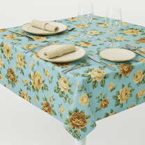 Sana Enterprises Tablecloth Polyester Fabric, Stain and Wrinkle Resistant, for Dining, Kitchen, Parties, Buffet, Weddings or Everyday Use. Seats 6-8 persons. (Blue Floral, 60"x84" Rectangle)