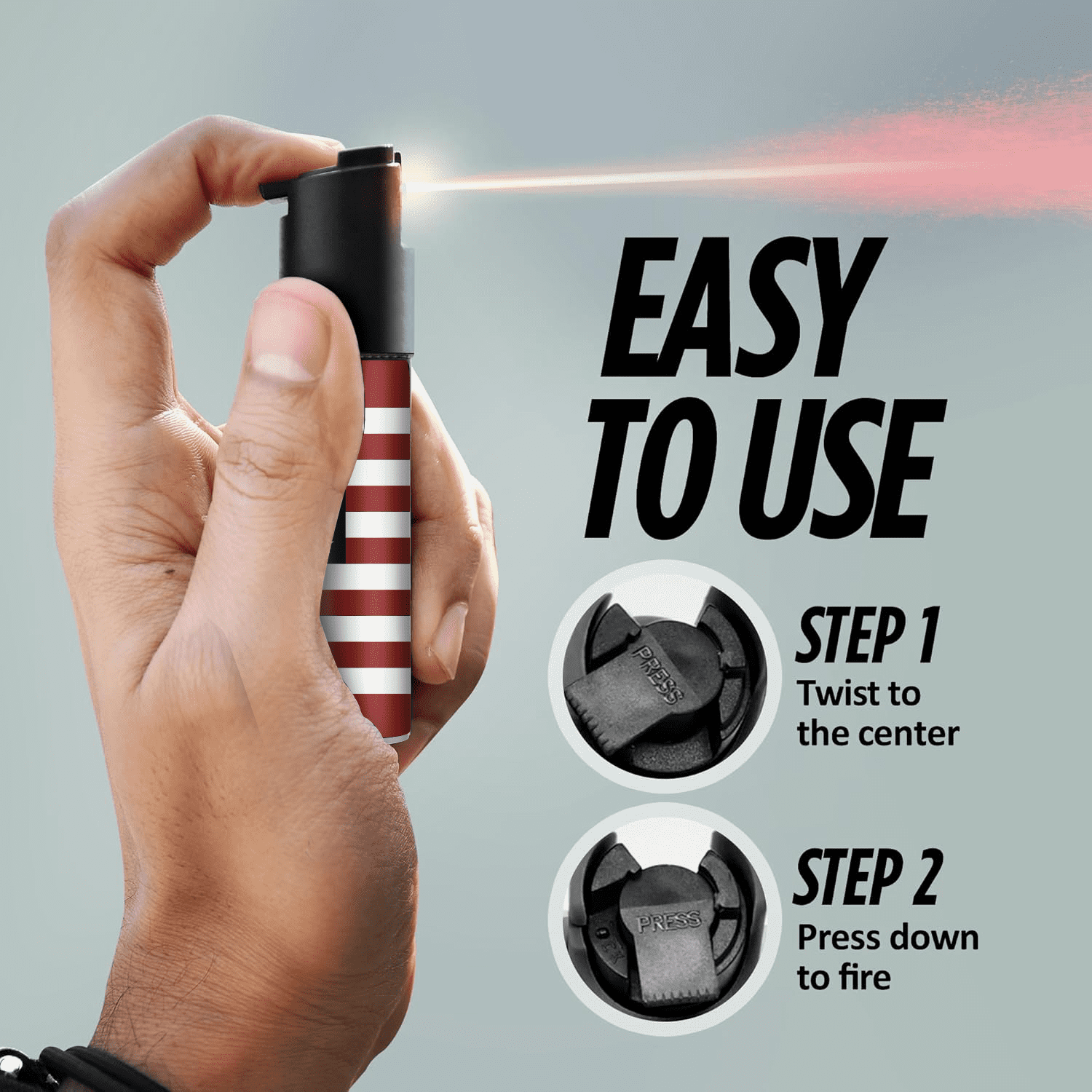 Guard Dog Quick Action 2-Pack Pepper Spray Keychain, Black & US Flag, Portable Defense Solution