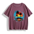 thumbnail image 4 of Aboser Hawaiian Shirts for Women Trendy Palm Tree Graphic T Shirt Loose Short Sleeve Tshirt Beach Vacation Tops Lightweight Crew Neck Blouses, 4 of 4