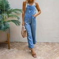 thumbnail image 2 of YUIVH Women's Patchwork Dual Pocket Jumpsuit Casual Chic Denim Pants With Pockets Cargo Pants Streetwear Overalls Versatile Jumpsuit Romper with Pockets, 2 of 9