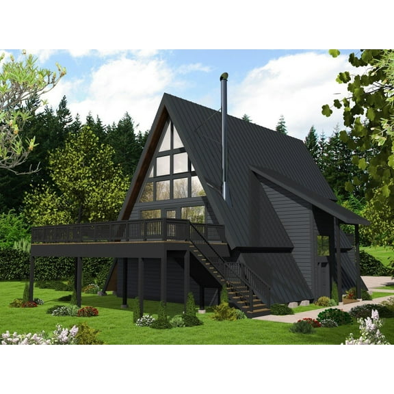 001-3863: A-frame Cabin 2 Bed, 3 Bath Luxury Home Plan, 2358 Sq Ft: Full Blueprints with License to Build by Home Plan Marketplace - Lesuto