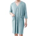 thumbnail image 1 of Men's Viscose Rayon Cardigan-Style Pajama Robe with V-Neck and Pockets, 1 of 9