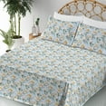 thumbnail image 3 of Ambesonne Spring Fitted & Flat Sheet with Sham 3 Pcs Set, Blooming Pastel Branches Art, Twin, Soft Blue Fawn Peach, 3 of 5