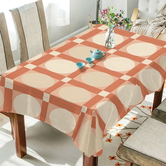 Yayeee Tablecloths 54" x 54" Rectangle Wrinkle Resistant Party Table Cover, Beige Geometric