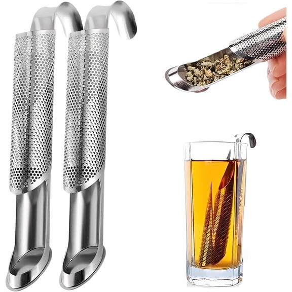 Stainless Steel Tea Strainer, 2026 Upgrade Fine Holes Tea Diffuserfor Loose Tea Leaf, with Hanging Hook Handle, Tea Strainer for Office, Home, Travel (2pcs)