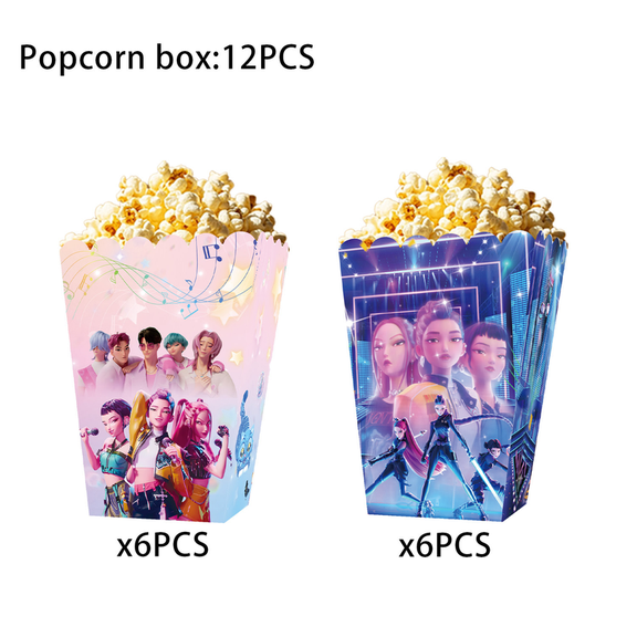 Kpop Hunters Popcorn Boxes Holder Treat Snack Party Favor Goodie Cup Birthday Supplies Decorations