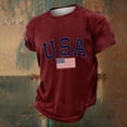 thumbnail image 2 of WEIWEN 4th of July Patriotic T-Shirts for Men S-6XL Summer Oversized USA Flag Short Sleeve Graphic Tees Casual Crewneck T Shirts Muscle Workout Tops Red, L, 2 of 2