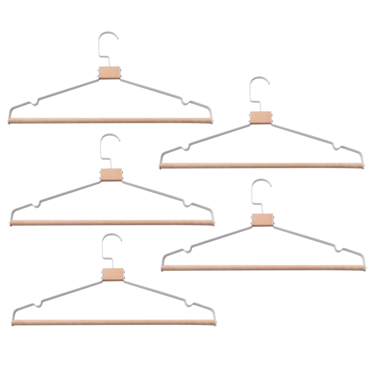 SWETRACE Metal Hanger Wood White 5Pcs