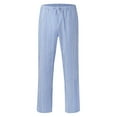 thumbnail image 4 of Linen Straight Leg Pants for Women, Lace Up Front Casual Trousers with Elastic Waist, Spring Summer Wide Leg Work Pants, Professional Style Gifts | CSEONE,Blue L, 4 of 8