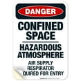 thumbnail image 1 of Confined Space Hazardous Atmosphere Air Supply Sign, OSHA Danger Sign, 10x7 Vinyl Sticker, 1 of 1