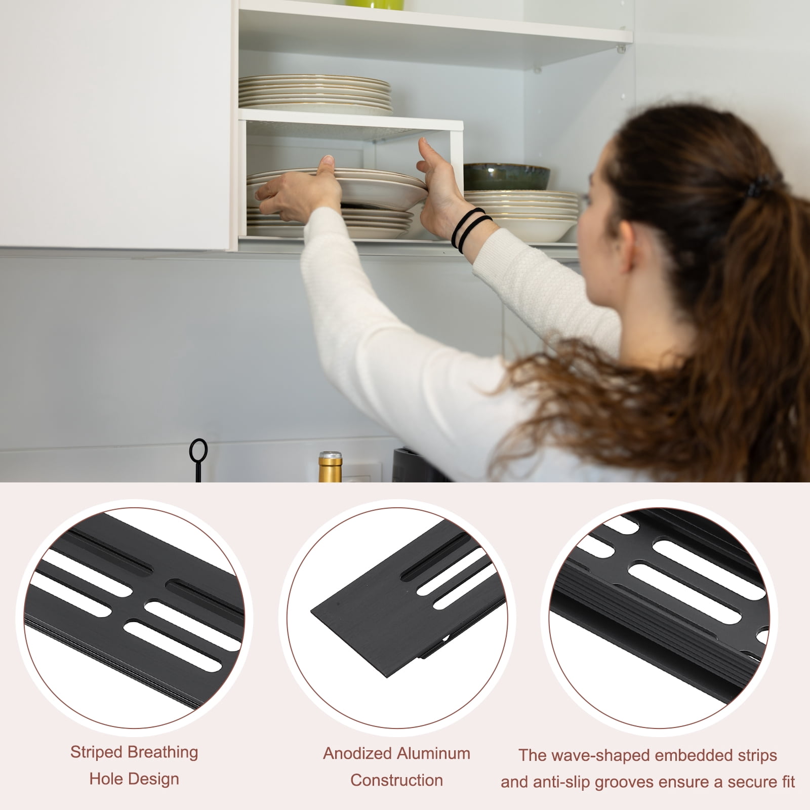 Uxcell 3 Pcs Door Air Vent Cover, 12 x 1.7 (Outer Dimensions) Inch Aluminum Louvered Ventilation Grille Rectangle Toe Kick Vent with Mounting Screws for Shoe Cabinet Wardrobe, Black