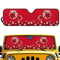 Uorisanigo Cute Ladybug Windshield Sun Shade for 2018-2025 Jeep Wrangler JL & 2/4 Door 4XE & 2020-2025 Jeep Gladiator JT Accessories 16.14''x52.95'' Sunshade Blocks UV Rays Keep Car Cool
