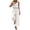 White, variant on Summer Womens Jumpsuit Solid Color Buttoned Cropped Wide Leg Elastic Waist Bodysuit