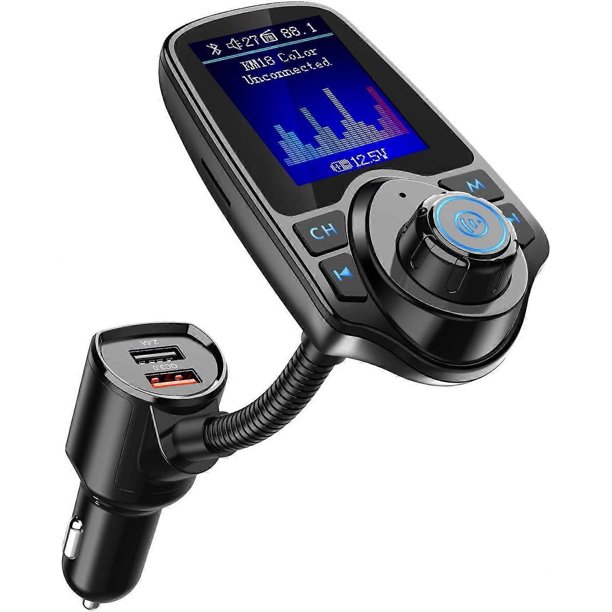 Wireless In-Car Bluetooth FM Transmitter Radio Adapter Car Kit W 1.8 Inch Display Supports TF/SD Card and USB Car Charger