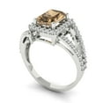 thumbnail image 2 of Clara Pucci 14K White Gold Solid Gold Champagne Halo Anniversary Ring for Women - 1.935 cttw Emerald Cut, 2 of 8