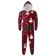 thumbnail image 2 of Family Christmas Pajamas Matching Sets, Red Hooded Zipper Onesie Jumpsuit with Snowman Print, Funny Matching Family Christmas Pajamas Sleepwear Loungewear for Couples, Women & Men, 2 of 4