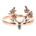 thumbnail image 1 of Anillo de asta de ciervo vintage, anillo de oro rosa con flor, regalo de Navidad para mujer (n.° 10), 1 of 7