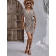 thumbnail image 2 of AURA Women Floral Midi Dress V Neck Tie Waist Summer Short Sleeve Elegant Casual Dress, 2 of 7
