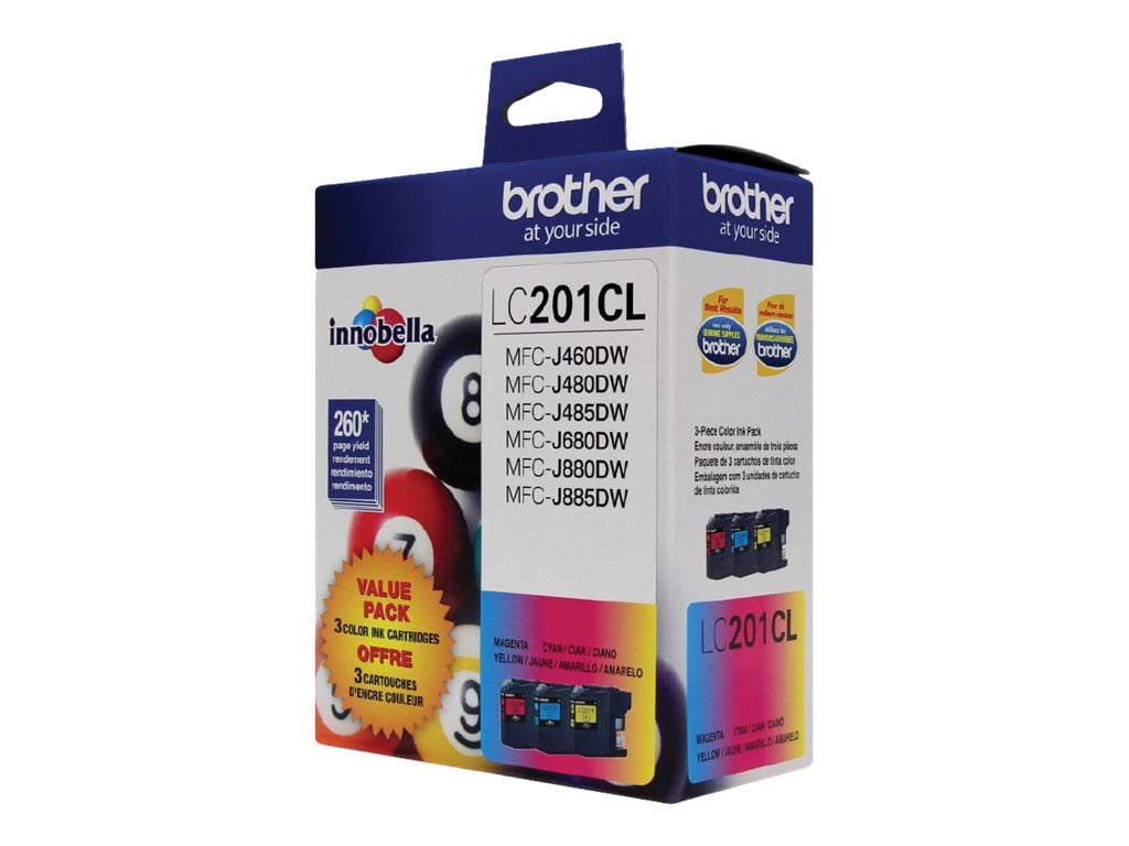 Brother LC201CL - 3-pack - yellow, cyan, magenta - original - ink cartridge - for Brother MFC-J460DW, MFC-J480DW, MFC-J485DW, MFC-J680DW, MFC-J880DW, MFC-J880N, MFC-J885DW