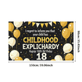 thumbnail image 2 of Black Background Glittery Banner with Golden Balloons and Stars Happy 18th Birthday Theme Childhood Explored Party Decoration Backdrop Photography Props Birthday Party Supplies, 2 of 7