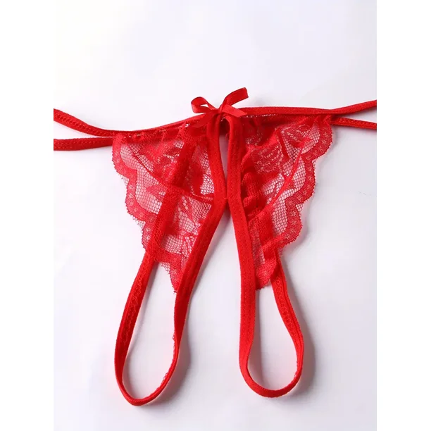 Tangas de encaje floral, bragas transparentes con entrepierna abierta y ribete festoneado, lencería y ropa interior sexy para mujer