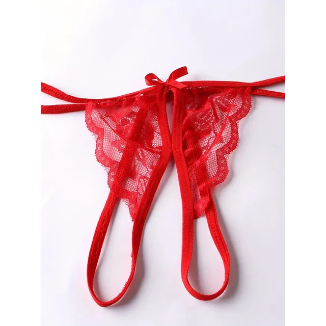 Tangas de encaje floral, bragas transparentes con entrepierna abierta y ribete festoneado, lencería y ropa interior sexy para mujer