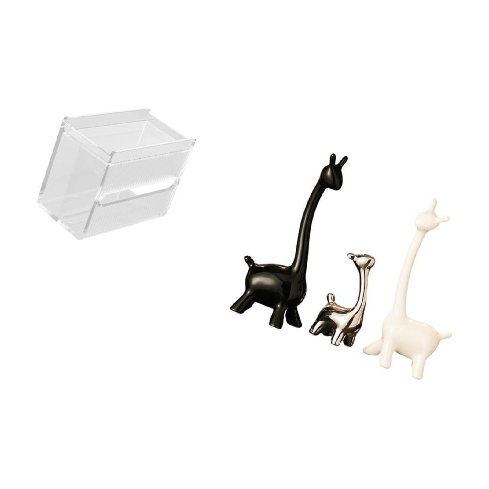 Fiocias Acrylic Toilet Paper Storage Box Modern Paper Towel Dispenser Wall Mounted Toilet Tissue Paper Holder Giraffe Figurines Ceramic Statue Furnishing Tabl