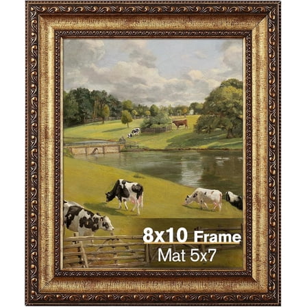 8x10 Antique Bronze Vintage Picture Frame, Ornate Vintage Picture Frames for Wall or Tabletop Display, 8x10 Photo Frame with Real Glass, Display Poster 5x7