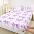 thumbnail image 3 of Feelyou Bowknot Teens Queen Sheet Sets, Purple Watercolor Bow Bed Set, 4 Pieces, 3 of 7