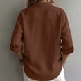 thumbnail image 6 of Purcolt Women's Linen Button Shirt Long Sleeve Loose Blouse with Pocket for Summer Travel Beach Work Outfits Solid Work Business Casual Tops, 6 of 6