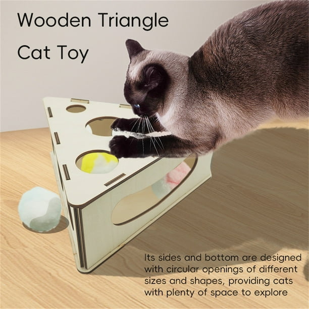 HOT SALE Interactive Cat Toy Puzzle Box Wooden Maze Scratcher Peek Play Toy Box Fun Interactive Cat Toy Fun Hide And Seek Cat Agility Toys Walmart